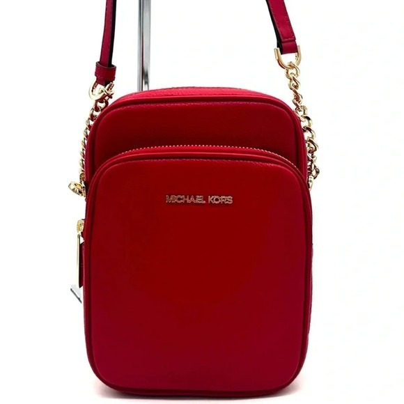 Michael Kors Medium NS Chain Xbody Bag Red/ Gold (NWT) - Picture 1 of 10